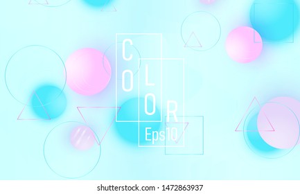 Color background. Pink and blue soft design. Fluid pattern. 3d geometric shapes. Vector.