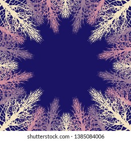 color background with a plant element in the form of a stylized tree, can be used as a frame