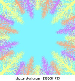 color background with a plant element in the form of a stylized tree, can be used as a frame