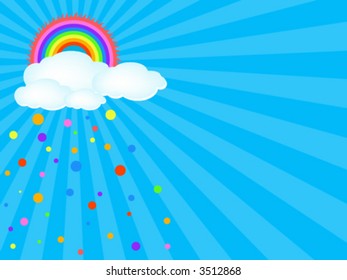 Color background with rainbow and clouds