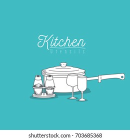 color background with set collection of silhouette kitchen utensils vector illustration