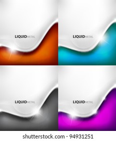 Color background set of flowing liquid metal