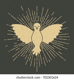 color background with silhouette front view pigeon peace symbol with linear brightness vector illustration