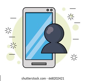 color background with smartphone and chat app
