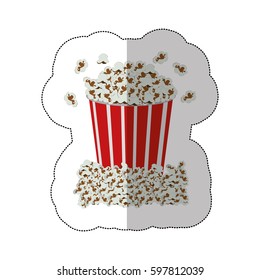 color background sticker of popcorn container vector illustration