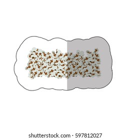 color background sticker with popcorn set vector illustration