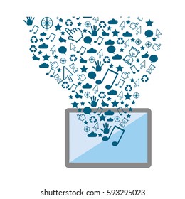 color background with tablet and internet icons vector illustration