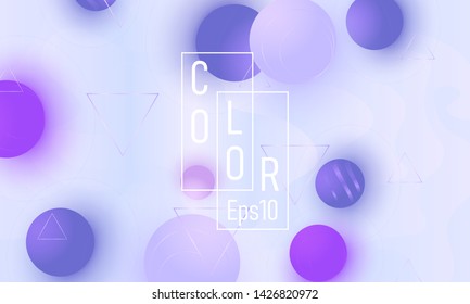 Color background. Violet soft spheres. Fluid pattern. 3d geometric shapes. Vector.