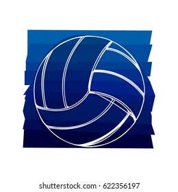 color background with volleyball ball in white contour vector illustration