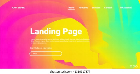 COLOR BACKGROUND. Website design template Page. Neon Bright Colors. Abstract gradients waves  - Vector