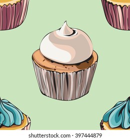color background with white cupcake