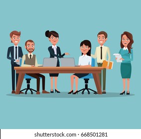 color background workplace office with teamwork executives working