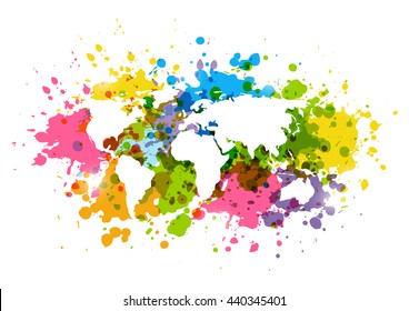 Color background with world map silhouette