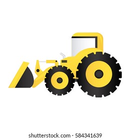 color backhoe loader icon, vector illustration image design