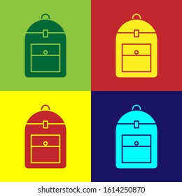 Color Backpack icon isolated on color background.  Vector Illustration