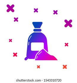 Color Bag of flour icon isolated on white background. Gradient random dynamic shapes. Vector Illustration