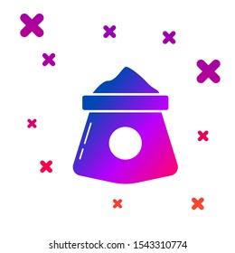 Color Bag of flour icon isolated on white background. Gradient random dynamic shapes. Vector Illustration
