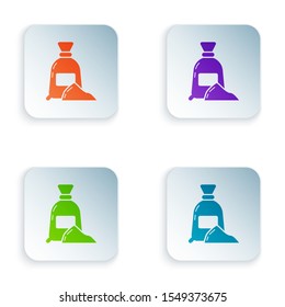 Color Bag of flour icon isolated on white background. Set icons in colorful square buttons. Vector Illustration