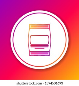 Color Bag of food line icon isolated on color background. Food for animals. Pet food package. Circle white button. Vector Illustration