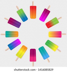 Color Ball Ice Cream Transparent Background With Gradient Mesh, Vector Illustration