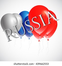 Color ballon. Russian national flag color. Ballon and text on background.