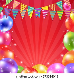 Color Balloon Banner With Gradient Mesh, Vector Illustration