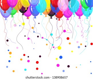 Color balloons in the air. EPS 10 vector illustration with transparency.