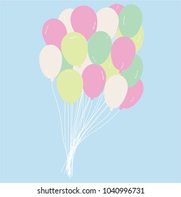 color balloons blue background illustration