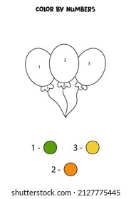 Color balloons by numbers. Coloring page for kids. 