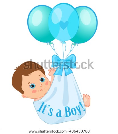 color balloons carrying baby cute cartoon のベクター画像素材