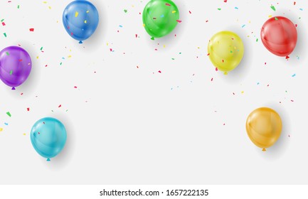 color balloons, confetti concept design template holiday Happy Day, background Celebration Vector illustration.