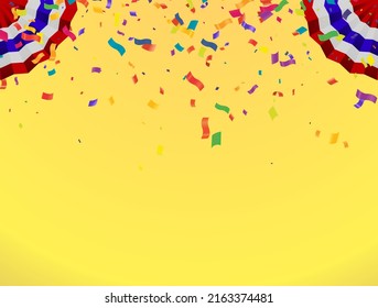 color balloons, confetti and with space for text - raster  design template holiday Happy Day, background Celebration Vector illustration.