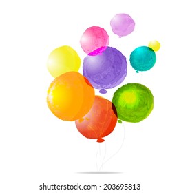 Color Balloons, With Gradient Mesh, Vector Illustration