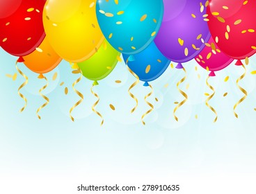 Color balloons on sunny background
