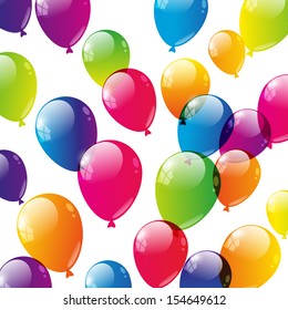 Color balloons on white background