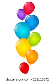 Color balloons on white background