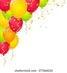 Color balloons on white background