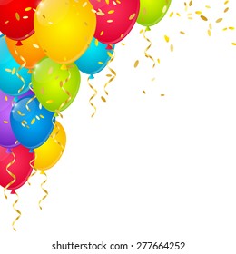 Color balloons on white background