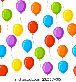 Color balloons pattern. Happy Birthday and party illustration.