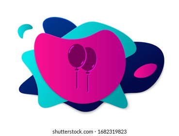 Color Balloons with ribbon icon isolated on white background. Happy Easter. Abstract banner with liquid shapes. Vector Illustration