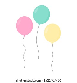 color balloons set isolated on white background. vector illustration