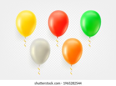 Color balloons vector set isolated on transparent background