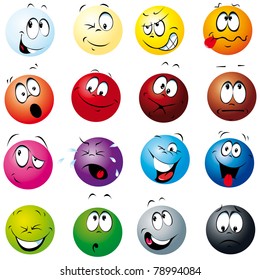 color balls with many expressions