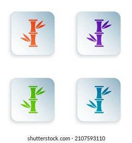 Color Bamboo icon isolated on white background. Set colorful icons in square buttons. Vector