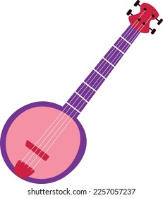 Color banjo icon. Vintage string music instrument