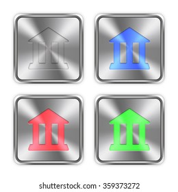 Color bank icons engraved in glossy steel push buttons.