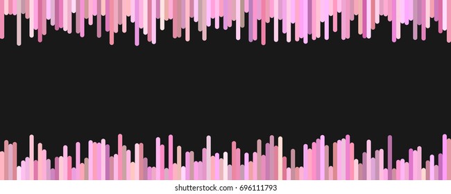 Color banner background template design - horizontal vector graphic from vertical stripes in pink tones on black background