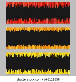 Color banner background template design set - horizontal vector graphic from vertical rounded stripes on black background