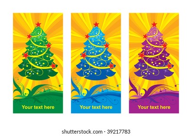 color banners with christmas tree