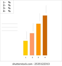 Color bar chart,
with four columns, with an icon for percent